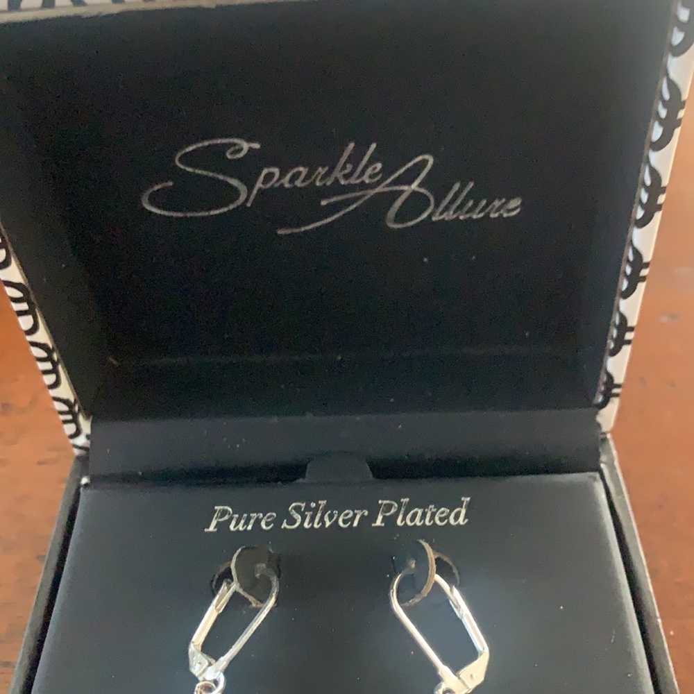 Sparkle allure pure silver plated cubic zirconia earrings. Black and silver, new - Picture 5 of 12